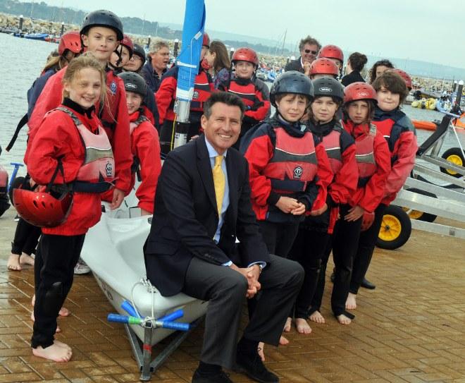 2012 - Lord Coe with Sail for a Fiver legacy children © Dorset Media Services